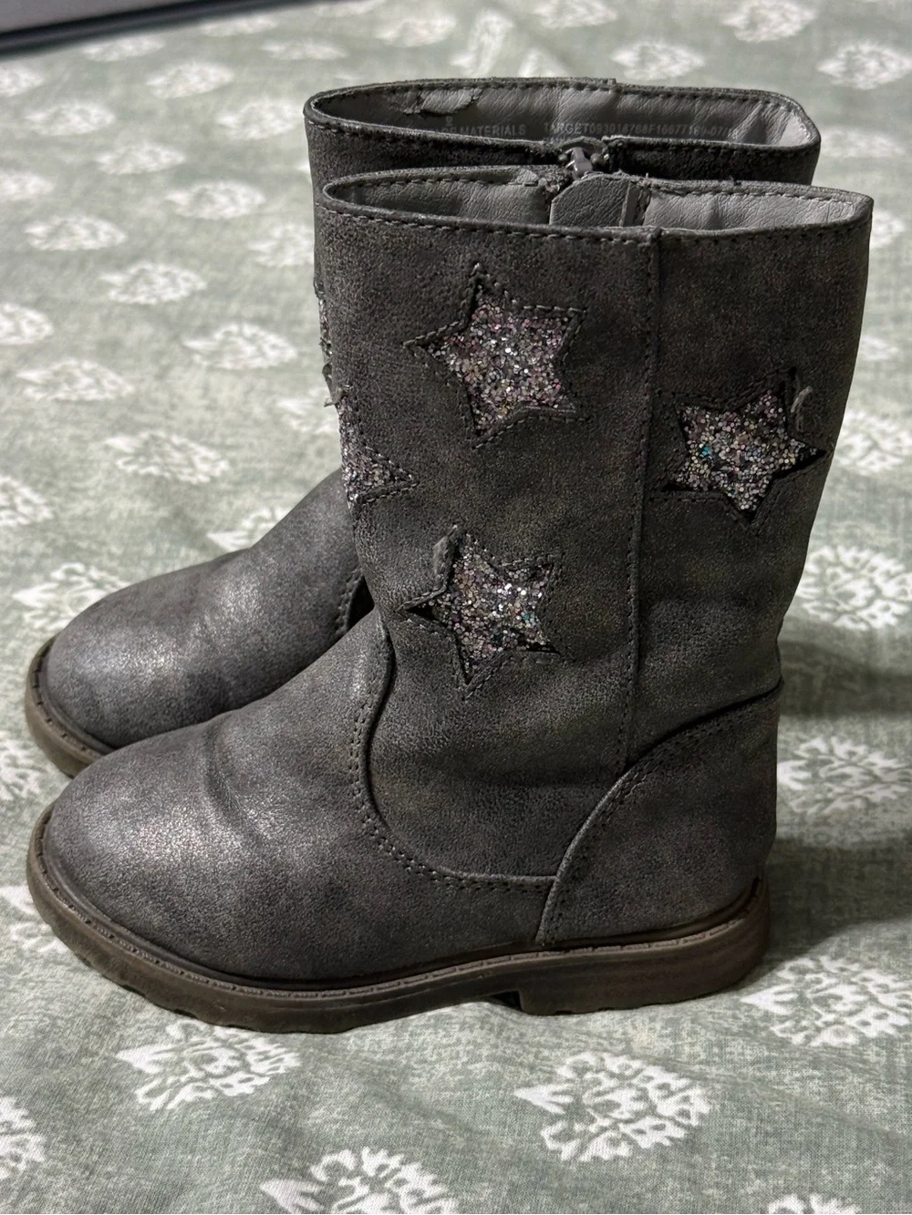 Cat & Jack Gray Star Sparkle Girl’s Toddler Boots size 6